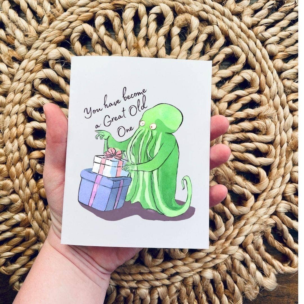 Cthulhu Great Old One Literary Nerd Bookshop Birthday Card