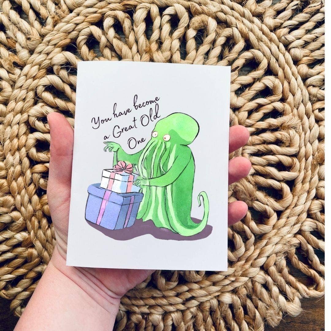 Cthulhu Great Old One Literary Nerd Bookshop Birthday Card