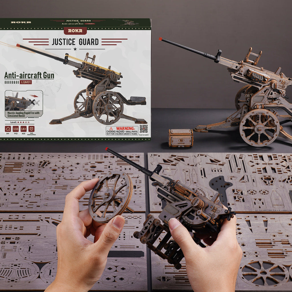 Anti-aircraft Gun Wooden 3D Puzzle