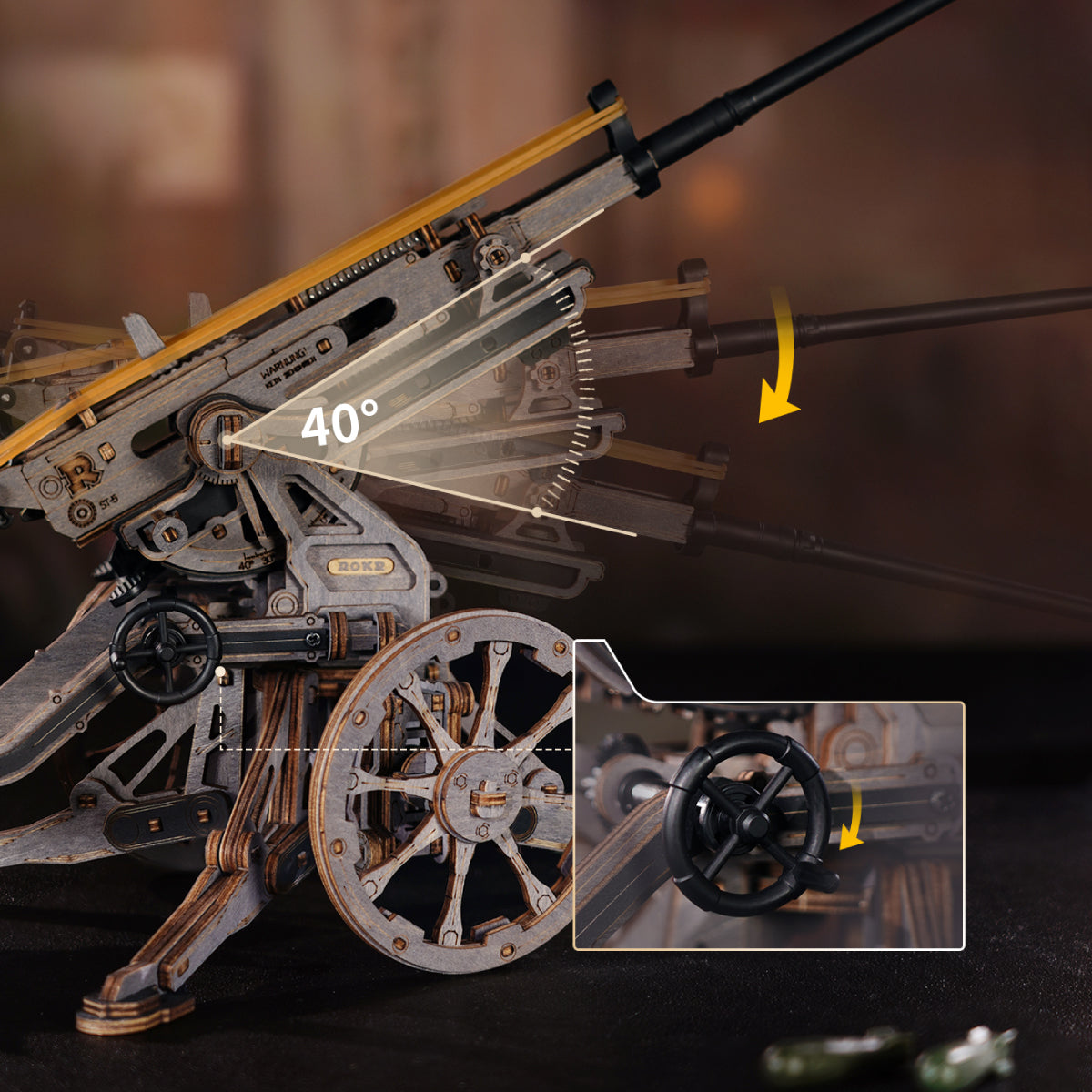 Anti-aircraft Gun Wooden 3D Puzzle