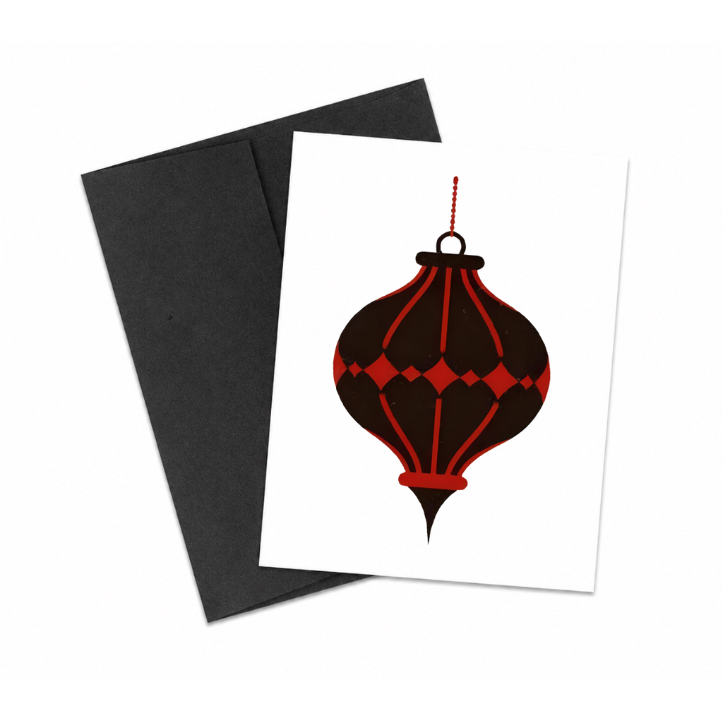 Black and Red Art Deco Christmas Ornament Notecard