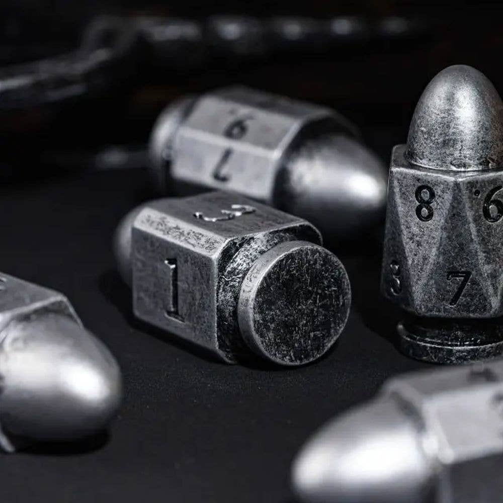 Moonshot Silver Bullet Resin Dice Set