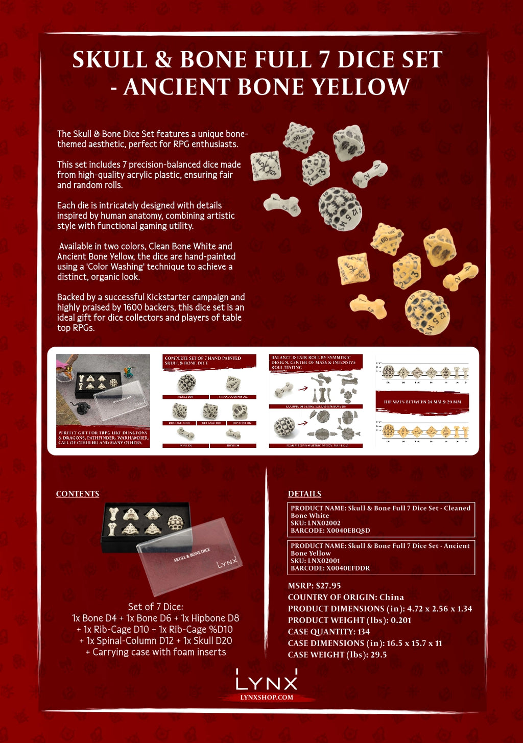 Skull & Bone Full 7 Dice Set
