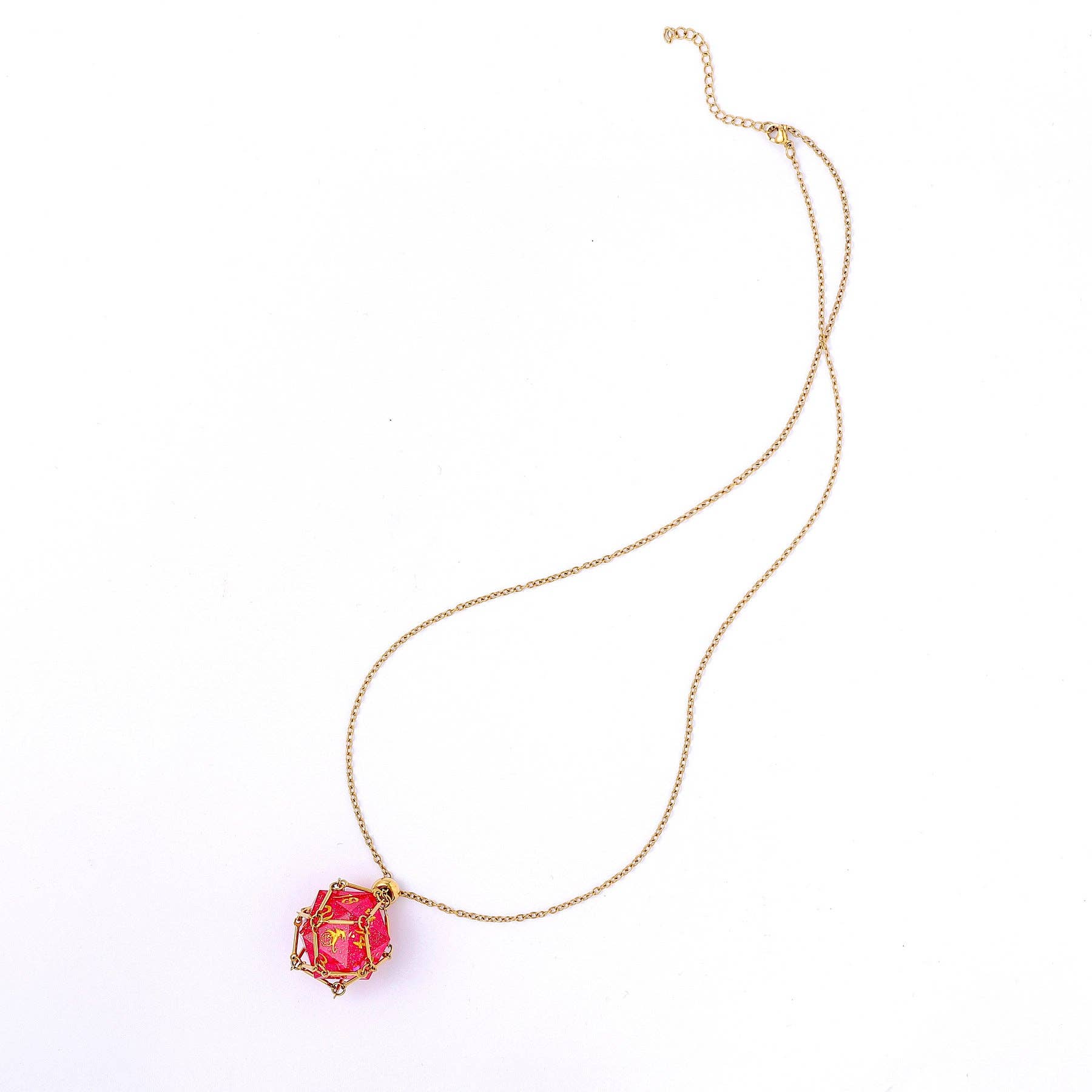 Mysticage Dice Chain with D20 - Gold Chain