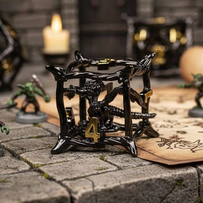 Caged Dragon Hollow Metal Dice Set