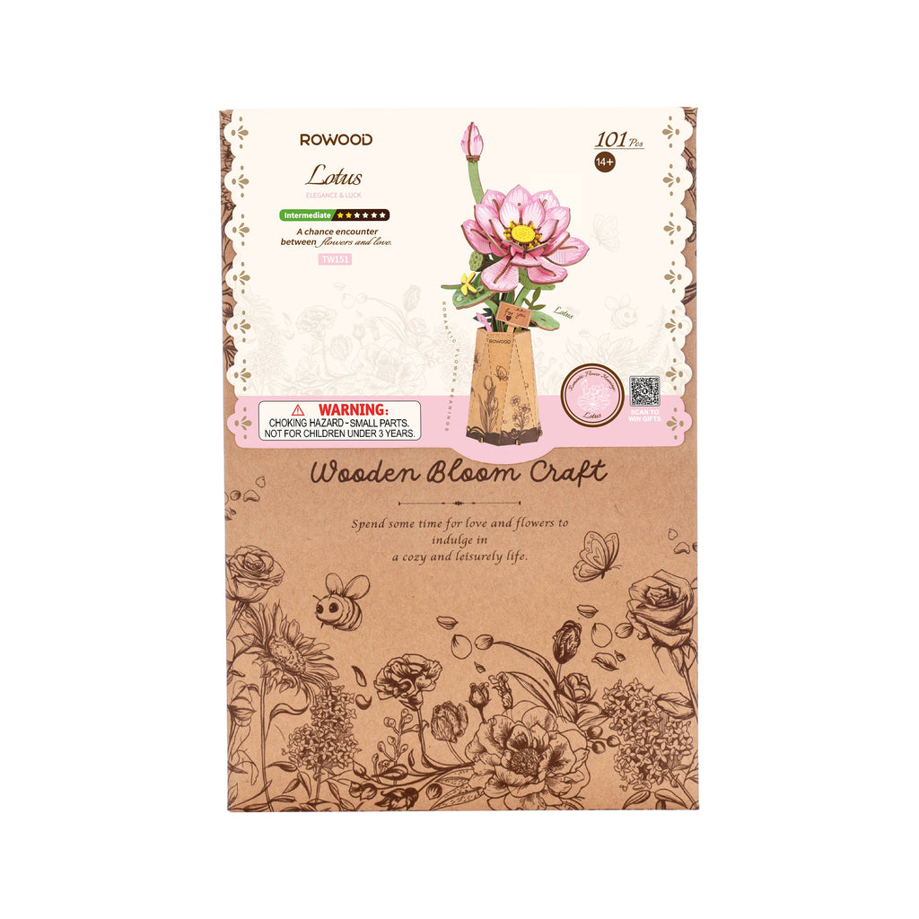 Rowood Lotus DIY Wooden Wooden Flower 3D Puzzle
