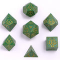 Solid Metal Druid RPG Dice Set - Green w/Gold
