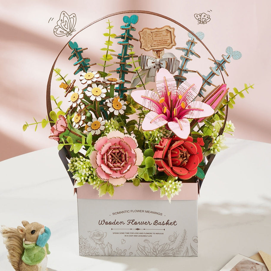 Wooden Flower Basket 3D Puzzle