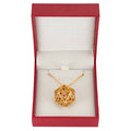 Dragon's Eye D20 Necklace - Gold with Ruby Gems