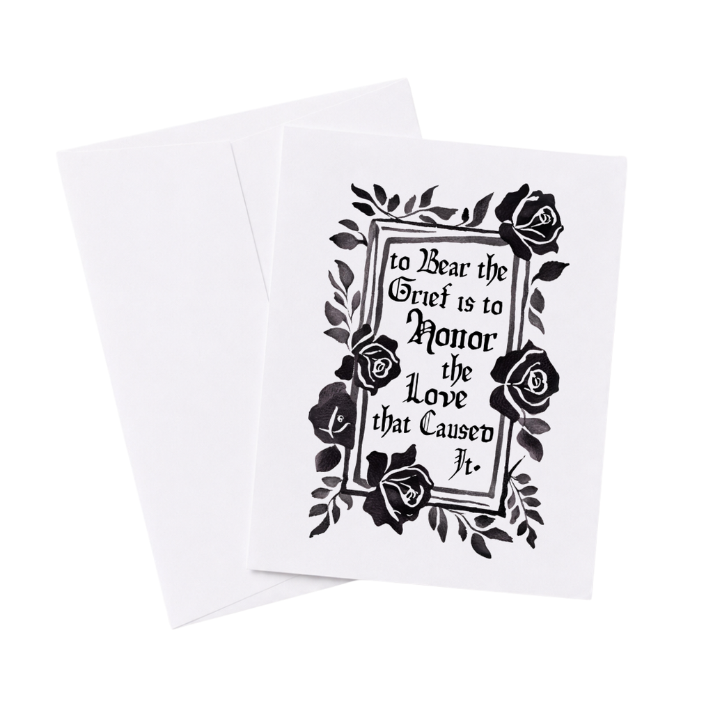 Black Rose Sympathy Card with Raven Inside