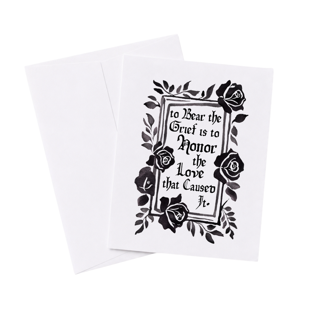 Black Rose Sympathy Card with Raven Inside