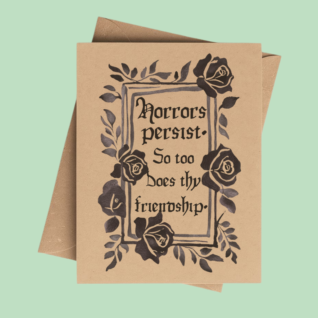 Black Rose Funny Fairytale Friendship Card on Kraft Paper