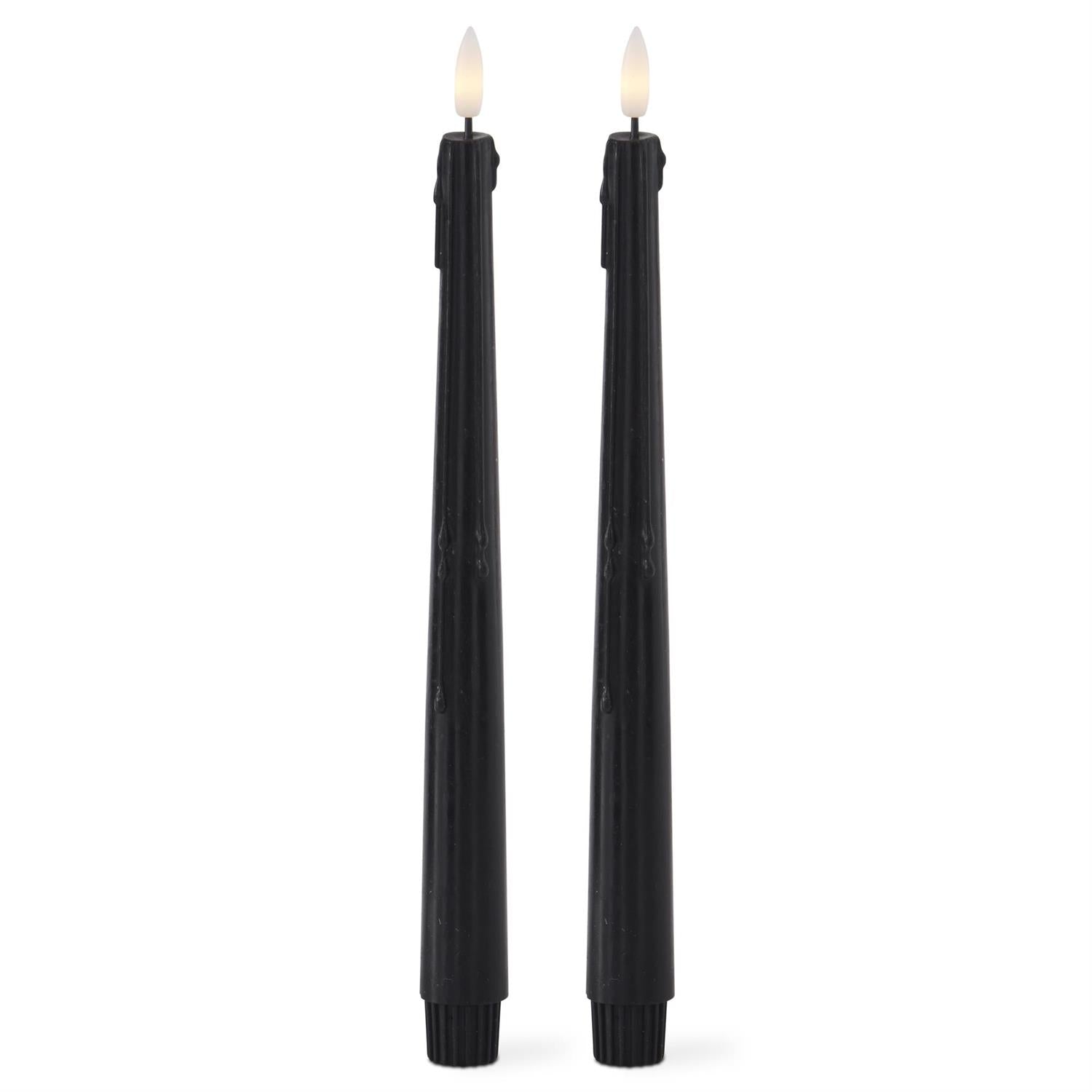 11.5 Inch Black LED Drip Taper Candles w/