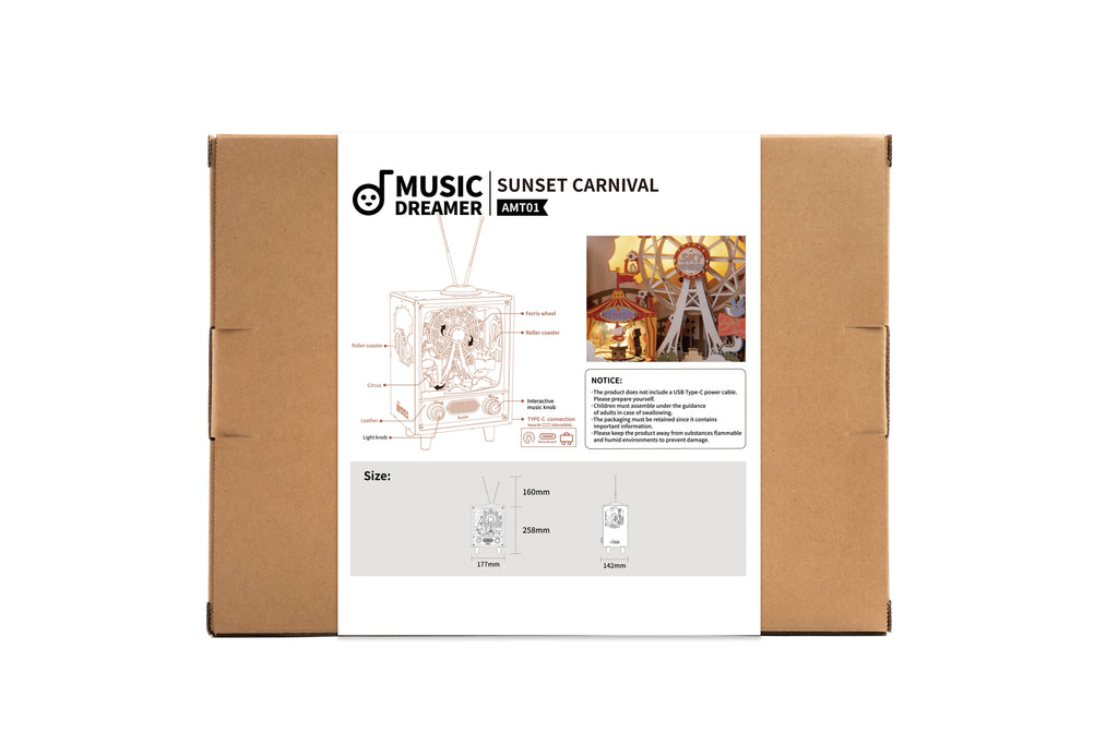 Sunset Carnival Rolife Music Box DIY Wooden Puzzles