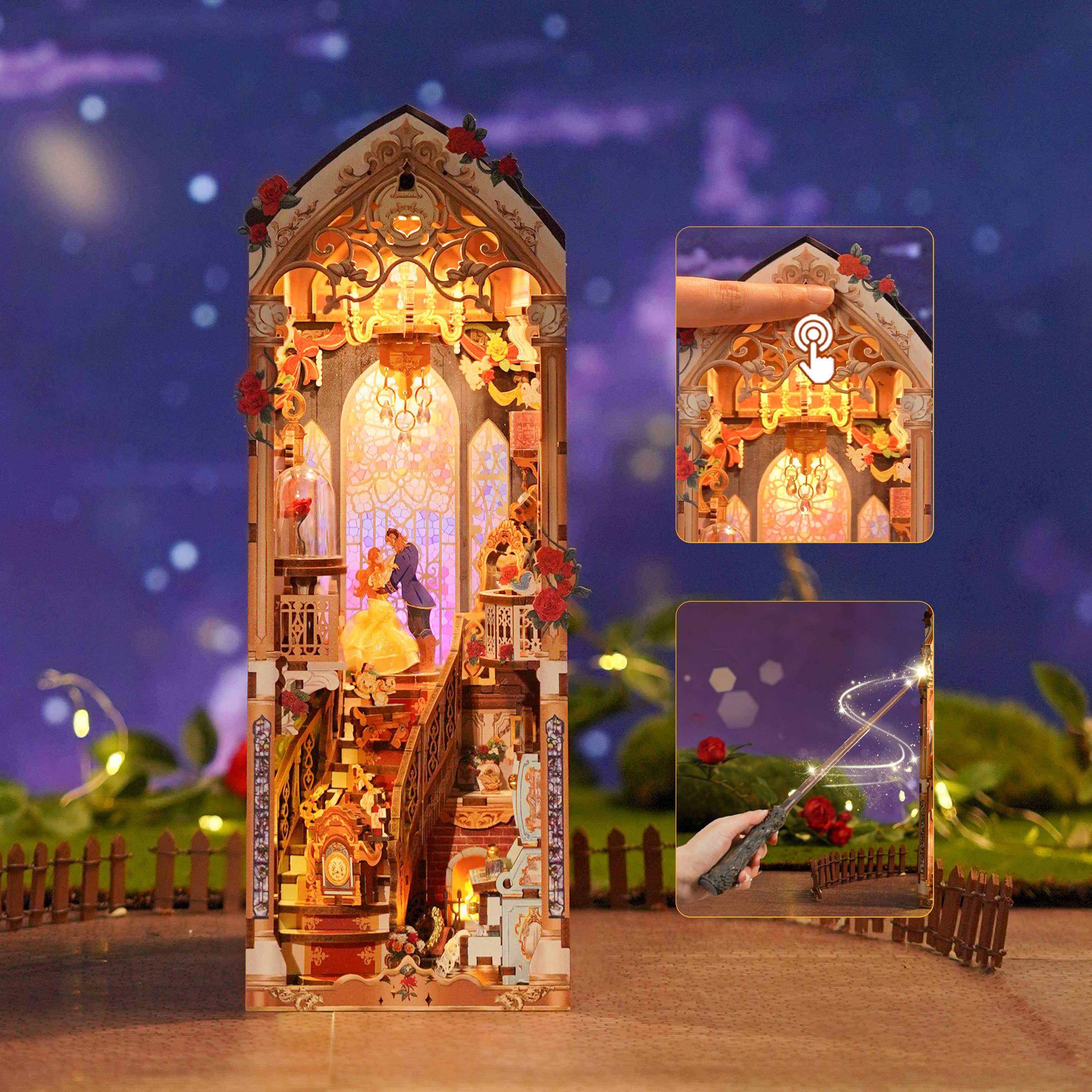 DIY Book Nook Kit: Enchanted Rose w/ Dust Cover