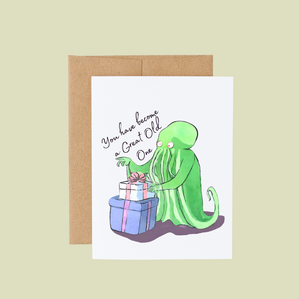 Cthulhu Great Old One Literary Nerd Bookshop Birthday Card