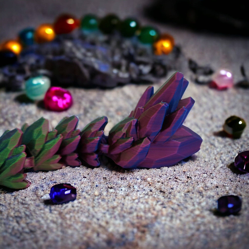 3D Printed Articulated Gemstone Dragon Toy – 16"
