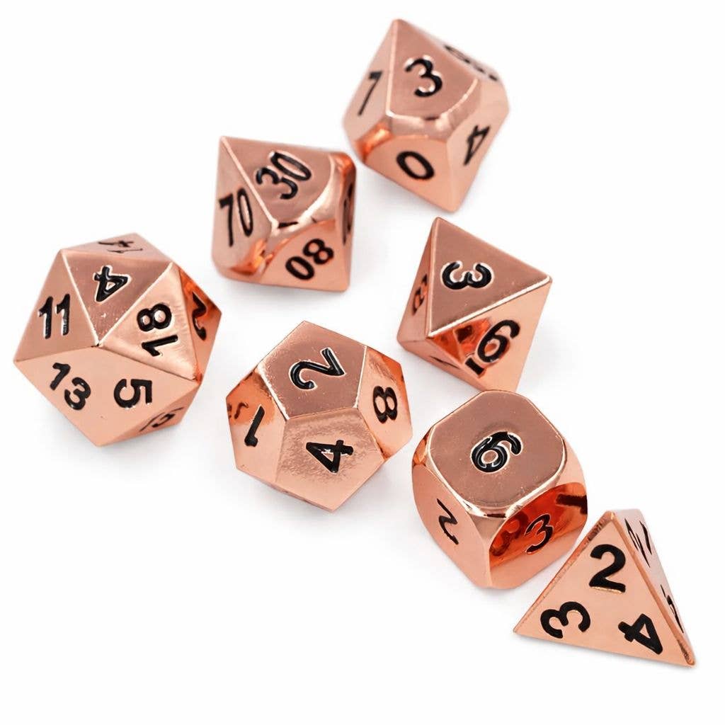 Copper Pieces Forged Metal Dice Set