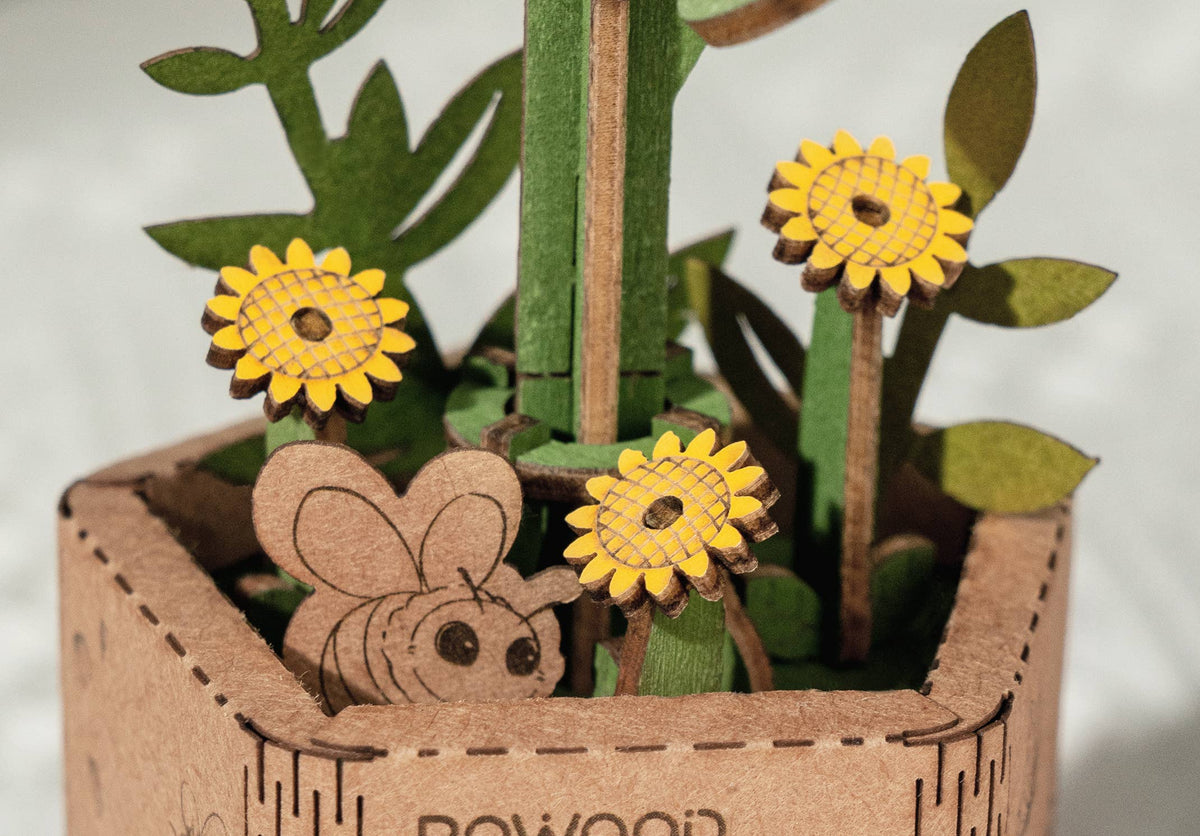 Sunflower Robotime Rowood DIY Wooden Flower 3D Puzzles