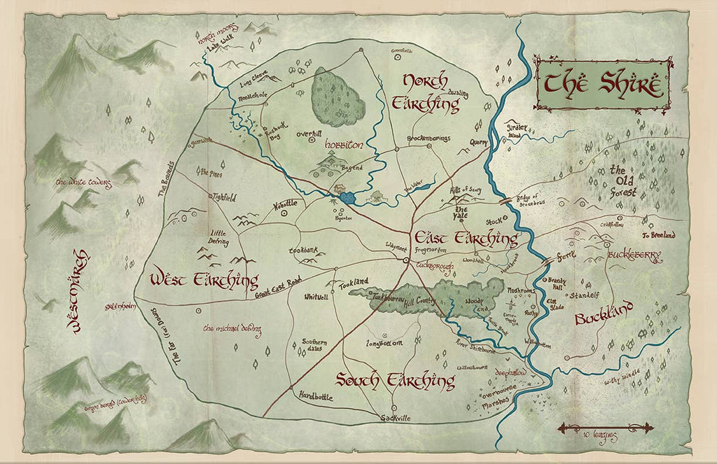 Map of the Shire // 11x17 LOTR Art Print