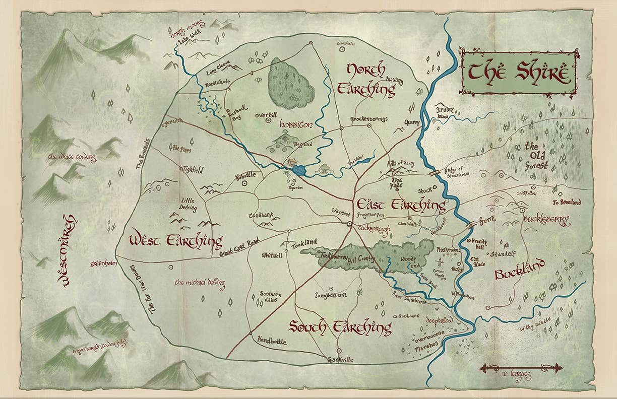 Map of the Shire // 11x17 LOTR Art Print