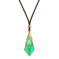 Mysticage Dice Chain Necklace with D4 - Brown Leather Chain