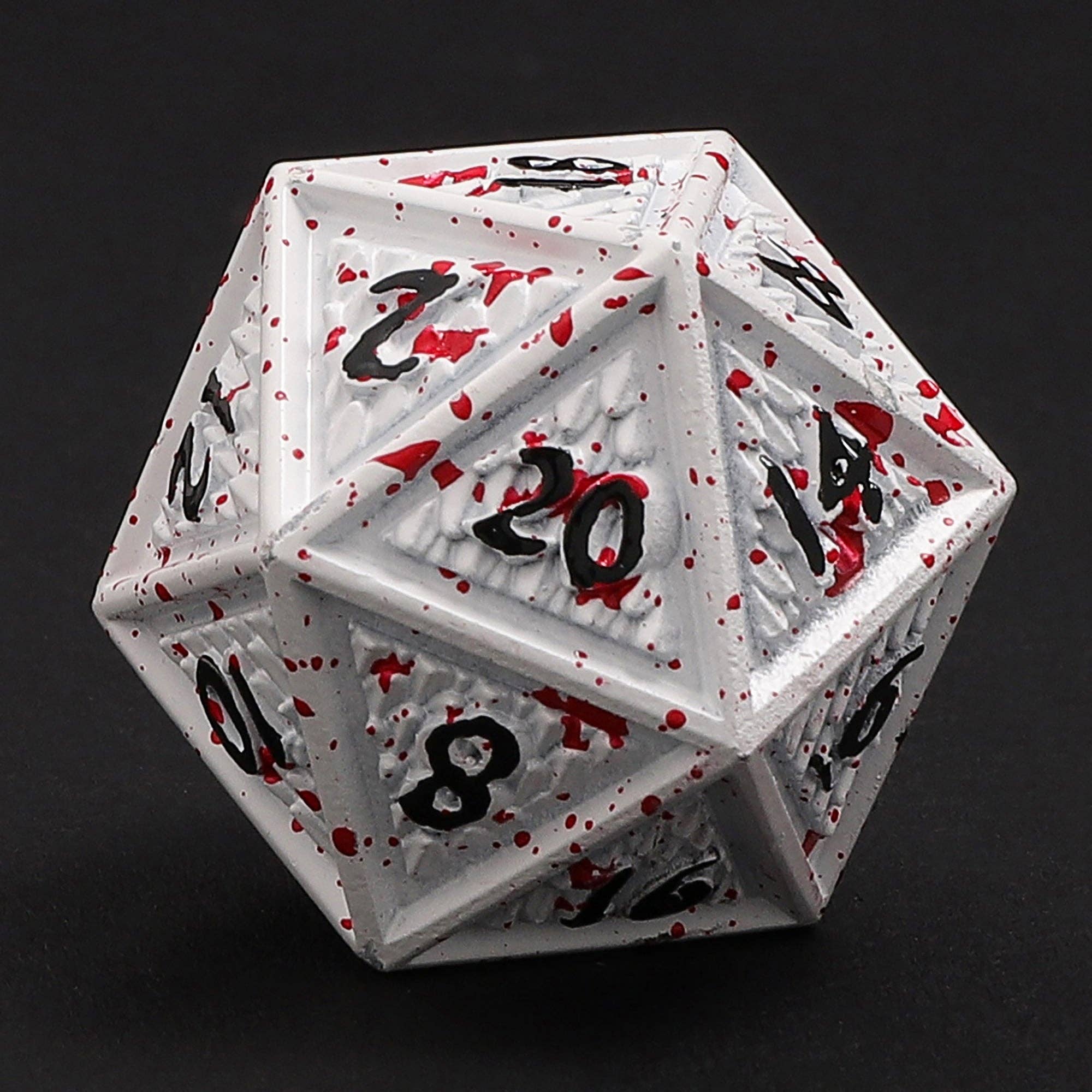 Solid Metal Behemoth Dice set - Blood Splatter