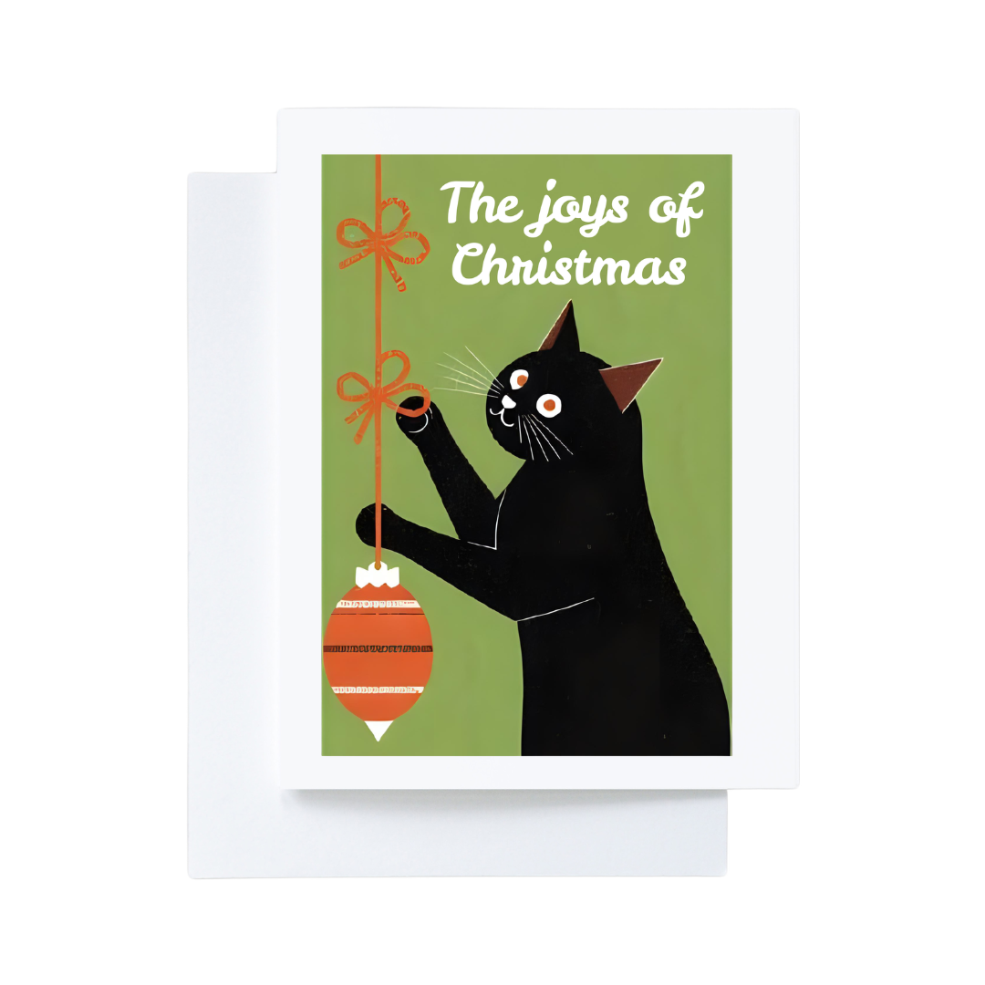 Sarcastic Black Cat Joys of Christmas Holiday Card 