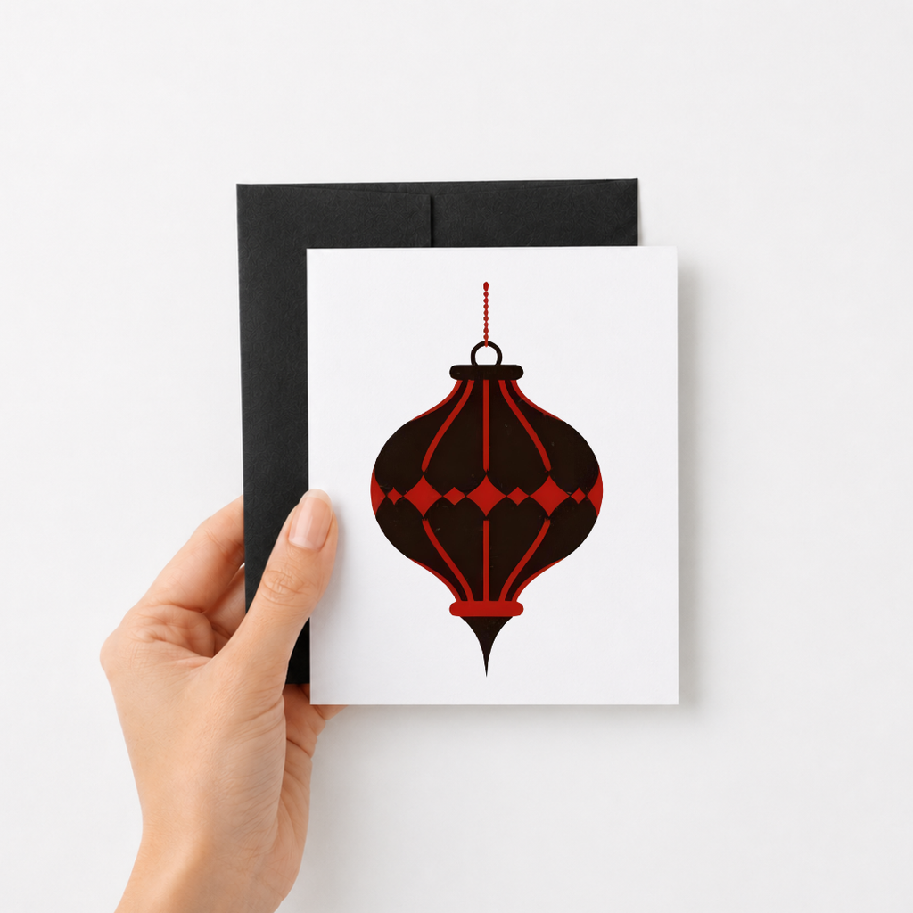 Black and Red Art Deco Christmas Ornament Notecard