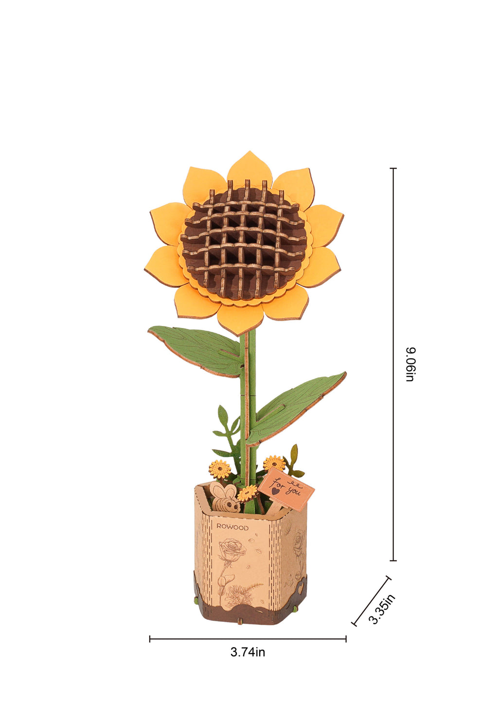 Sunflower Robotime Rowood DIY Wooden Flower 3D Puzzles