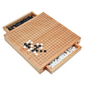 Wood Go set with 12 inch board and storage drawers for black and white stones