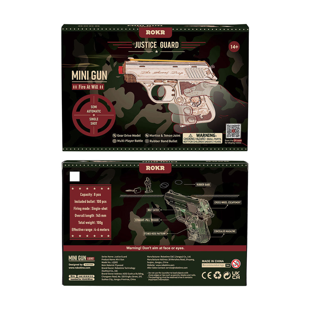 Mini Gun Wooden 3D Puzzle Toy Gun