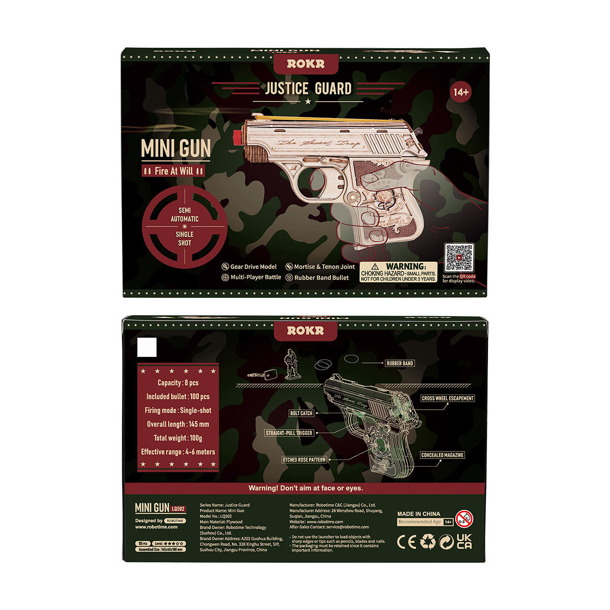 Mini Gun Wooden 3D Puzzle Toy Gun