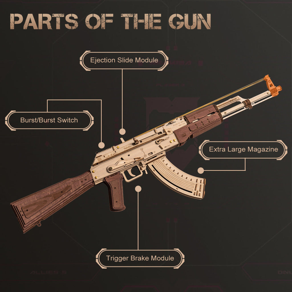 AK-47 Assault Rifle Toy Gun 3D Wooden Puzzle