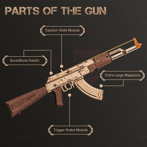 AK-47 Assault Rifle Toy Gun 3D Wooden Puzzle