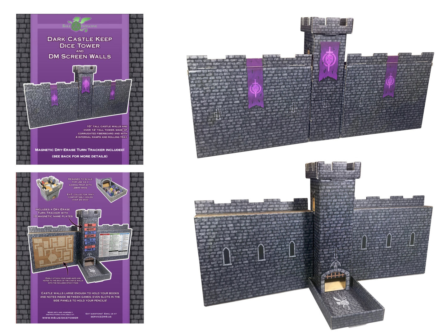 Castle Keep Dice Tower, 2 Castle Wall DM Screens & Turn Tracker