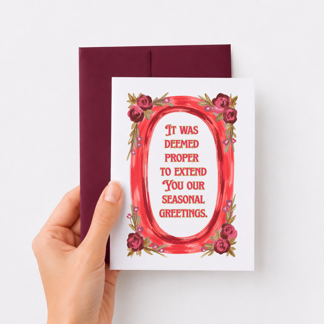 Funny Victorian Christmas Notecard on Kraft Paper