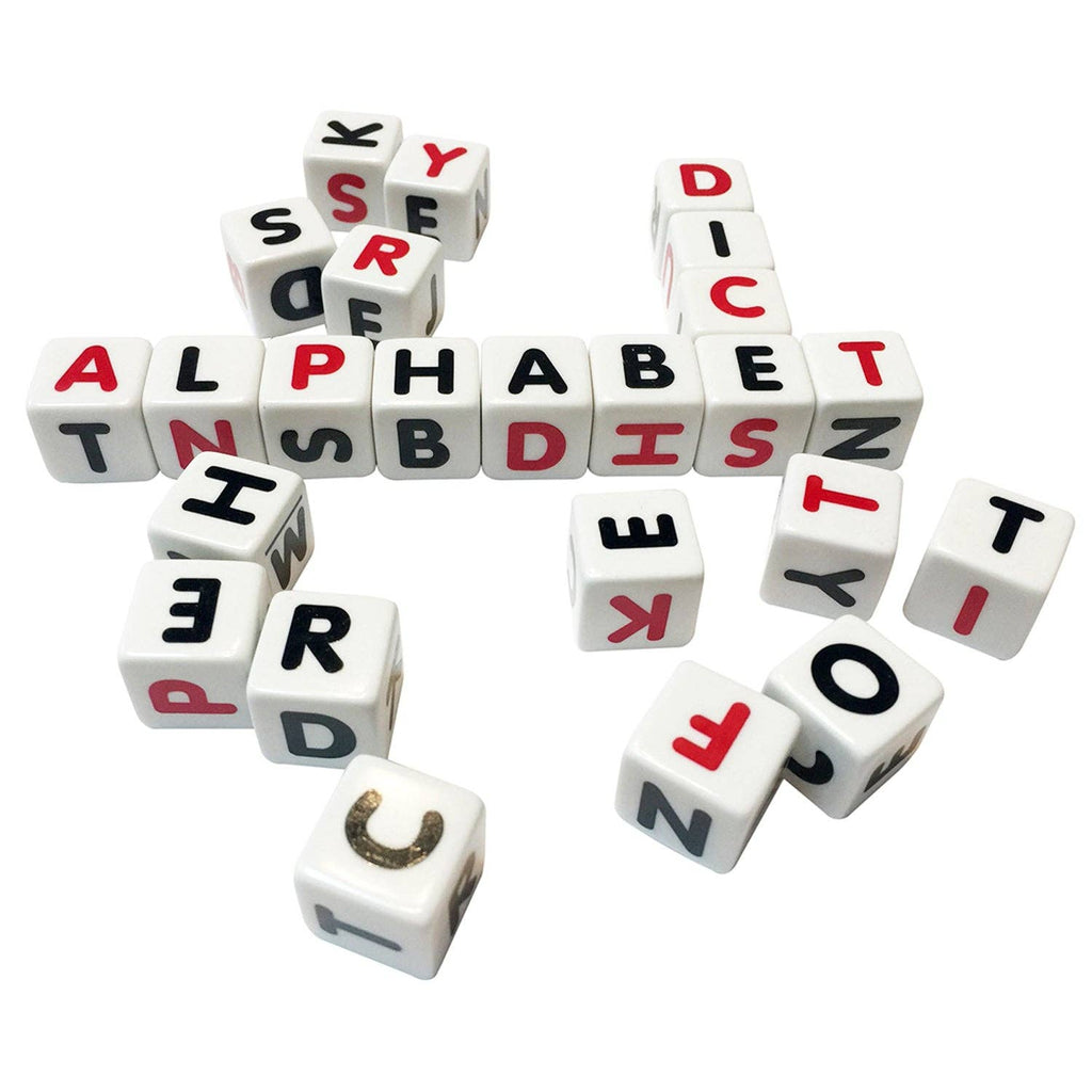 Campbell's Alphabet Dice Word Game with soup can packaging and dice
