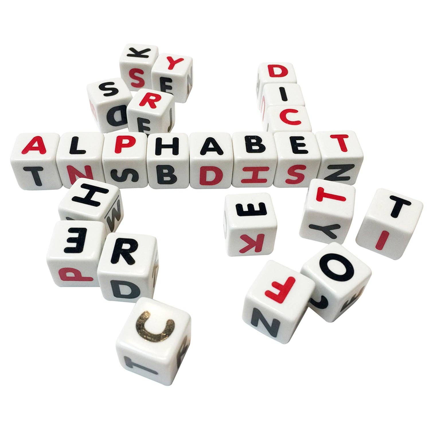 Campbell's Alphabet Dice Word Game with soup can packaging and dice