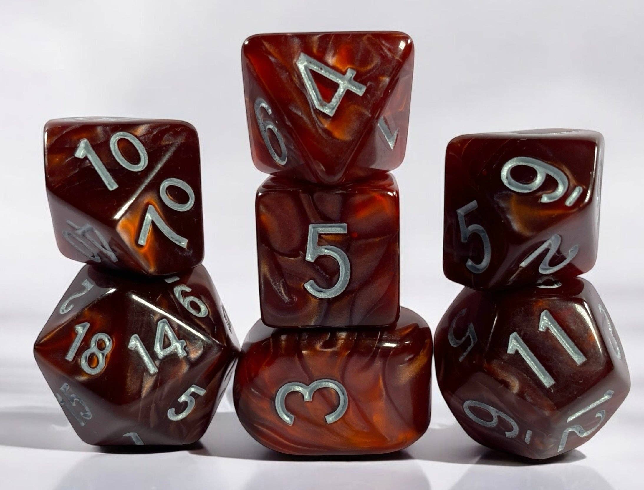 Marble Maroon Dice - Set of 7 w/ Arch'd4