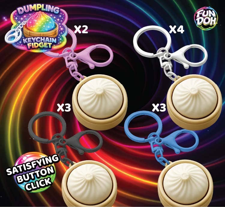 Fun Doh Dumpling Light-Up Click Fidget Keychain - 12/Display