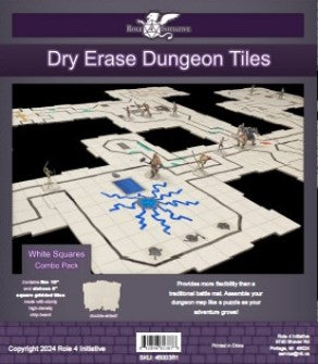 5 10” & 16 5” Squares Dry Erase Dungeon Tiles White