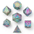 Solid Metal Druid RPG Dice Set - Rainbow w/White