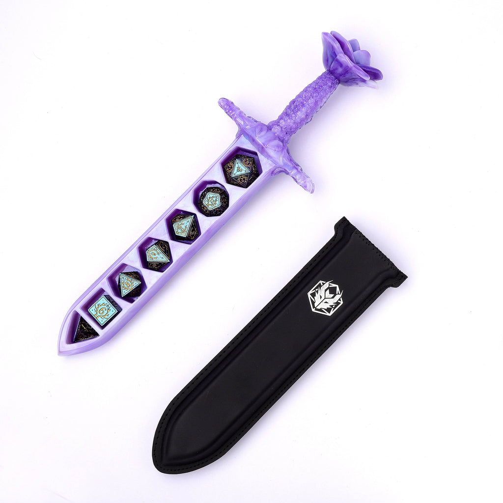 Rose Dagger Resin Dice Case - Purple