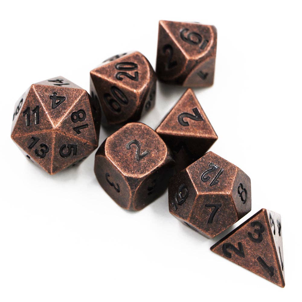 Earthen Bronze Forged Metal Dice Set