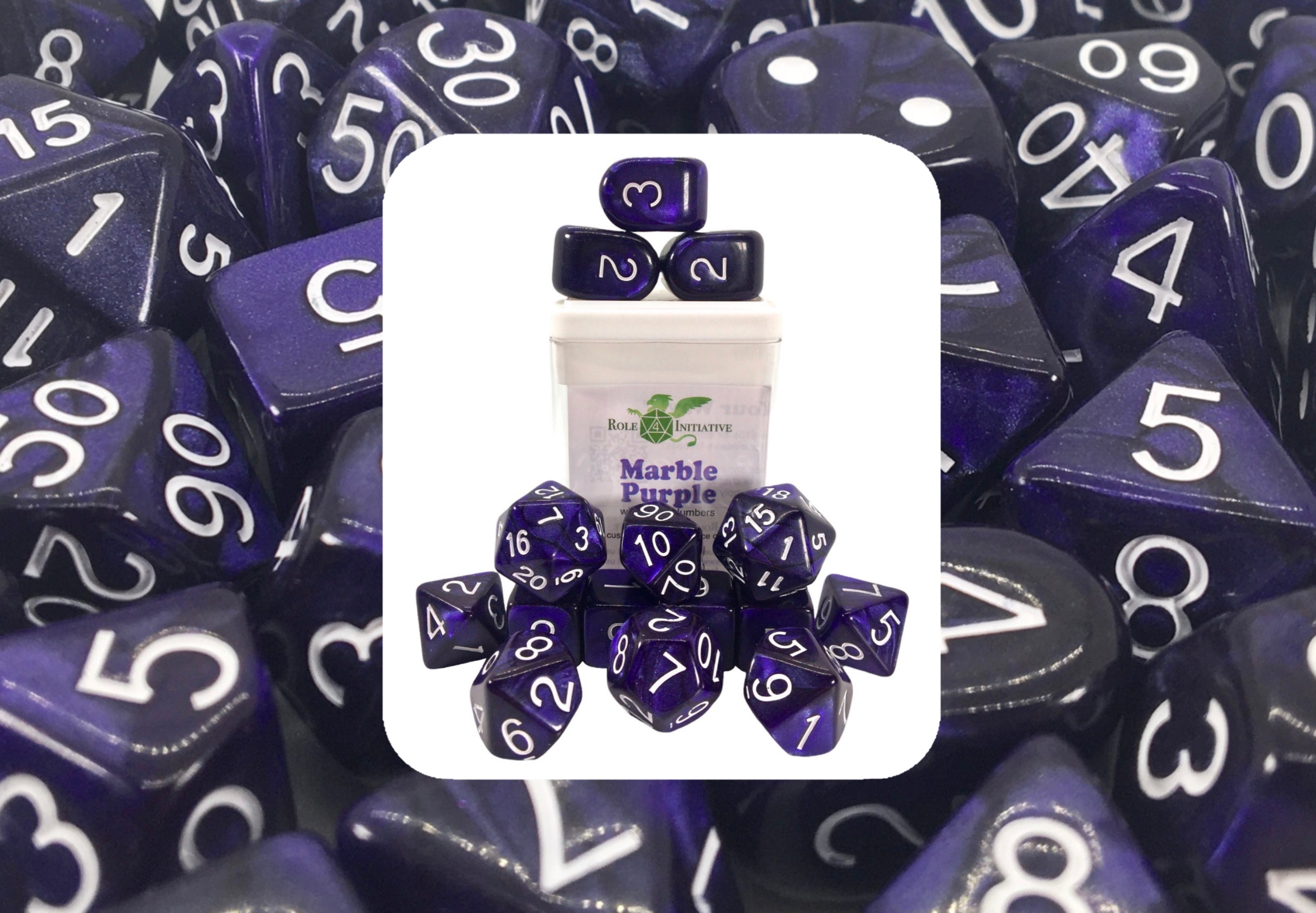 Marble Purple Dice - Set of 15 w/ Arch'd4