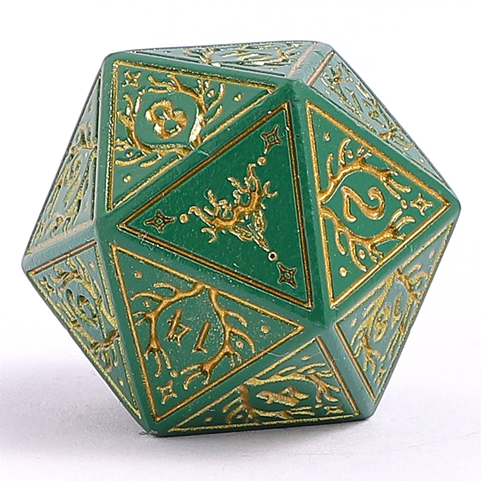 Solid Metal Druid RPG Dice Set - Green w/Gold