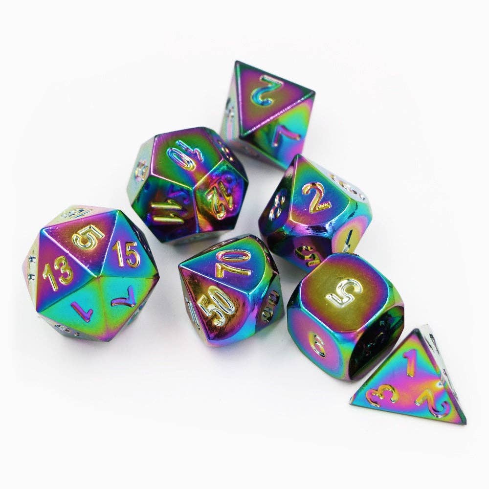 Rainbow Nexus Forged Metal Dice Set