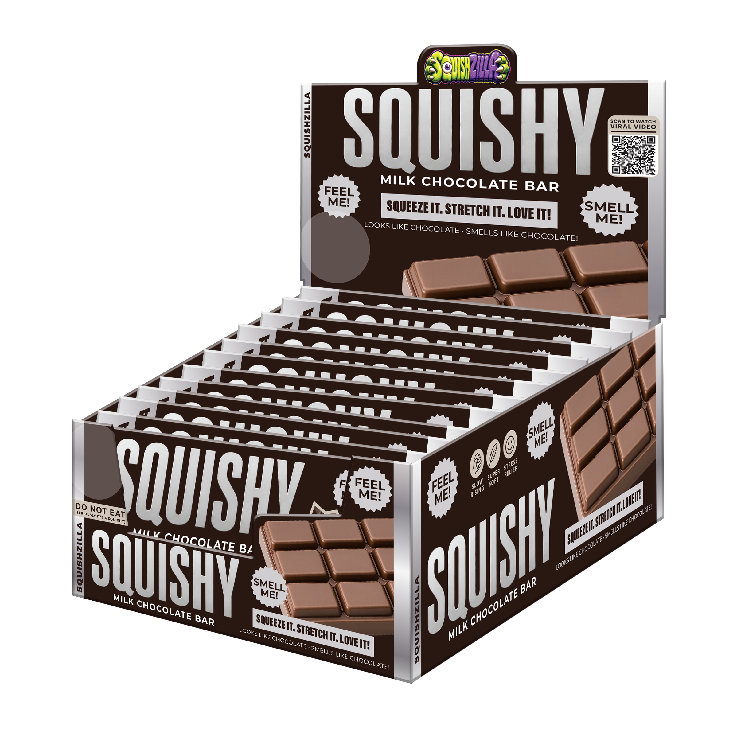 Fun Doh Slow Rise Scented Squishy Chocolate Bar - 12/Display