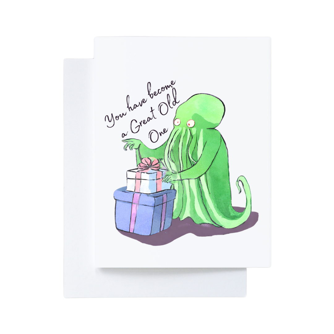 Cthulhu Great Old One Literary Nerd Bookshop Birthday Card
